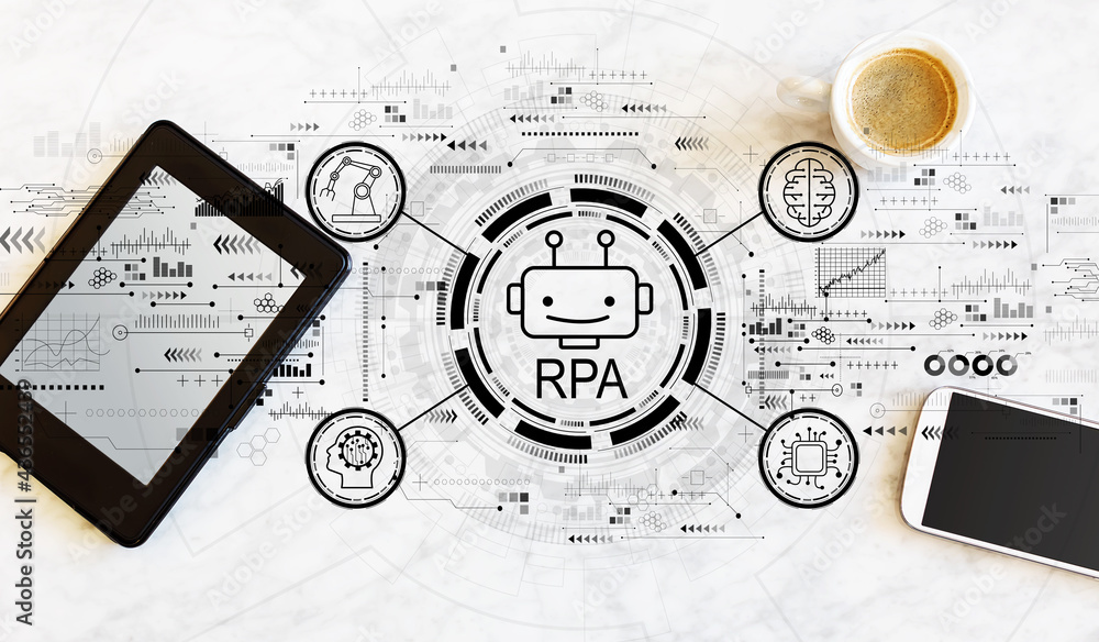 平板电脑和手机的机器人过程自动化主题