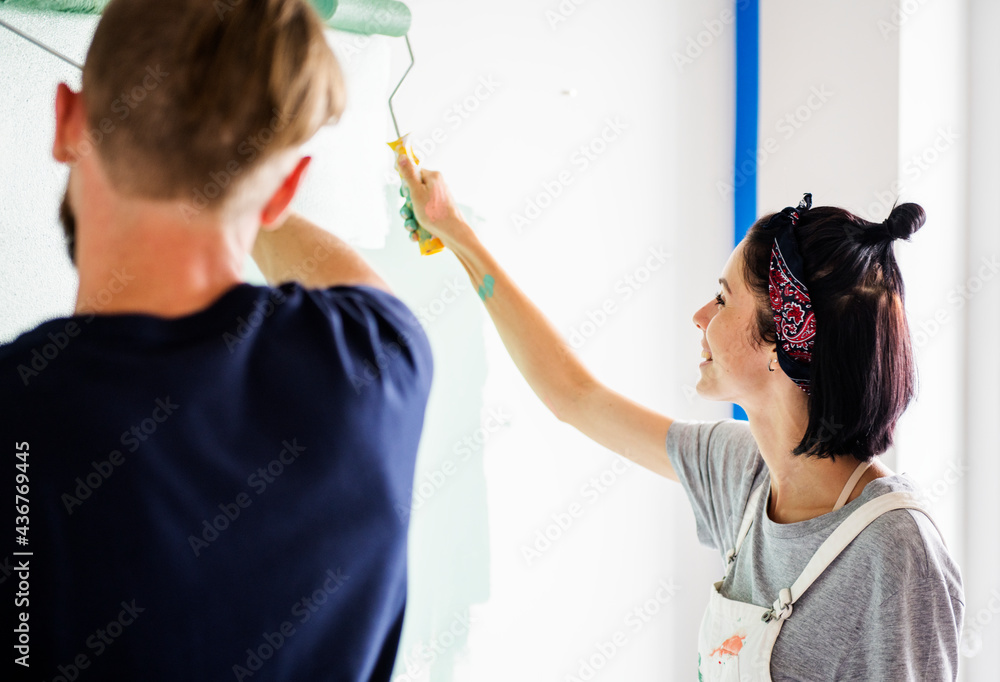 Couple renovating the house