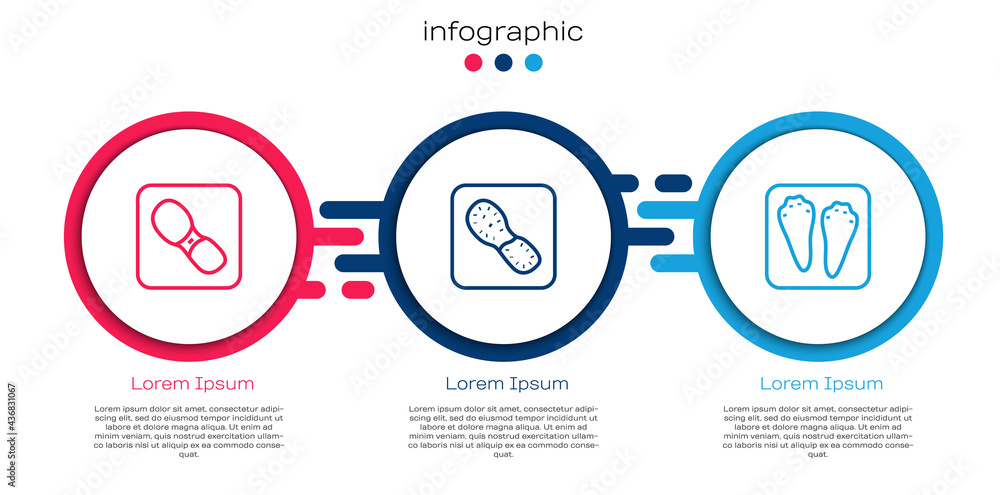 Set line Human footprints shoes, and Rabbit and hare paw. Business infographic template. Vector