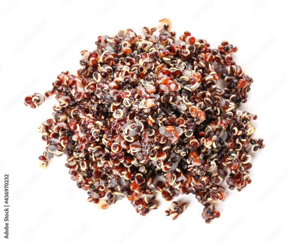 Tasty quinoa on white background