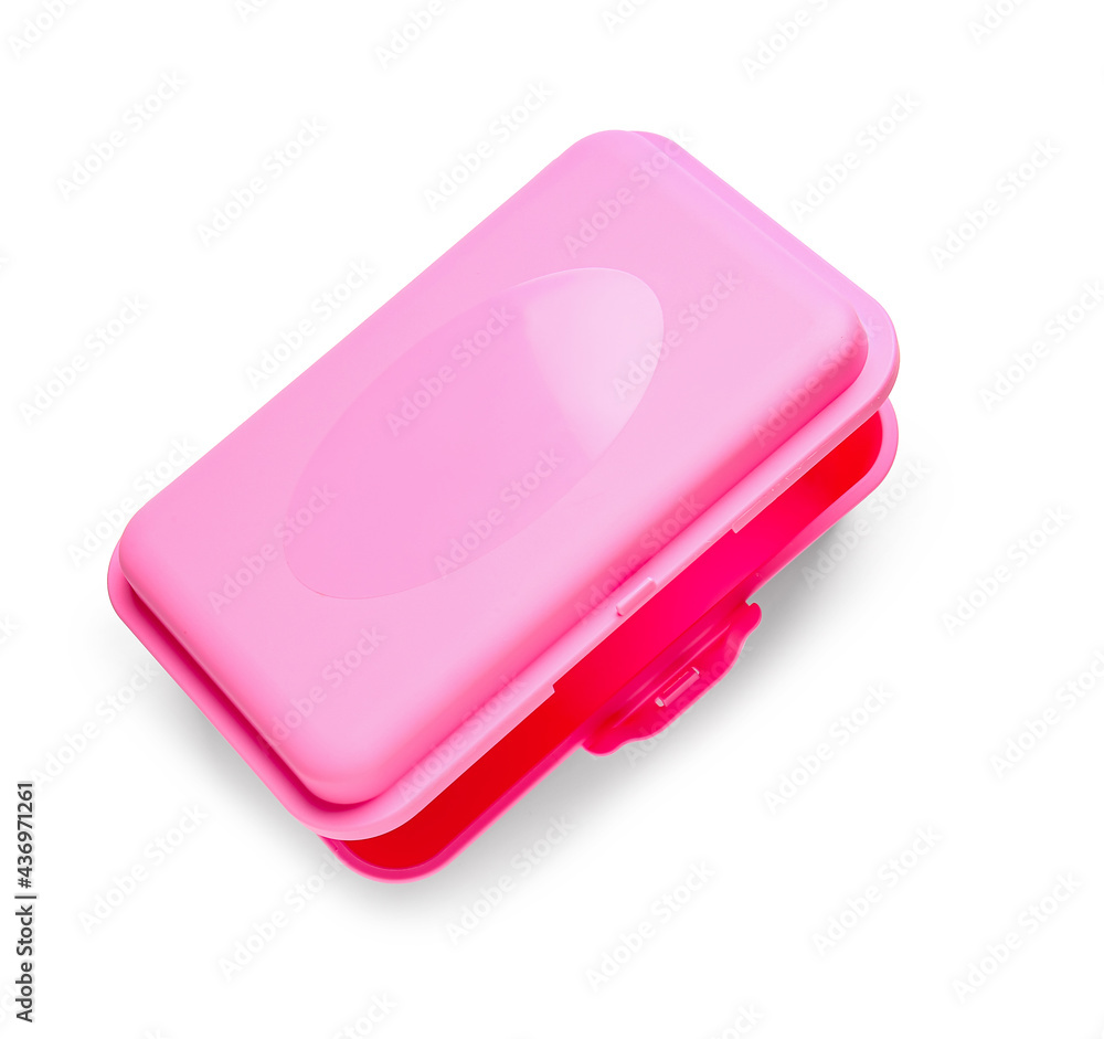 Plastic lunch box on white background