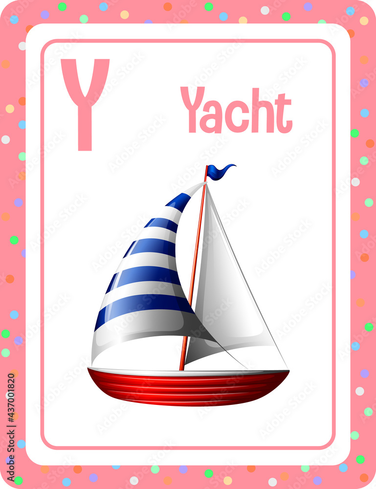 Yacht字母Y的字母抽认卡