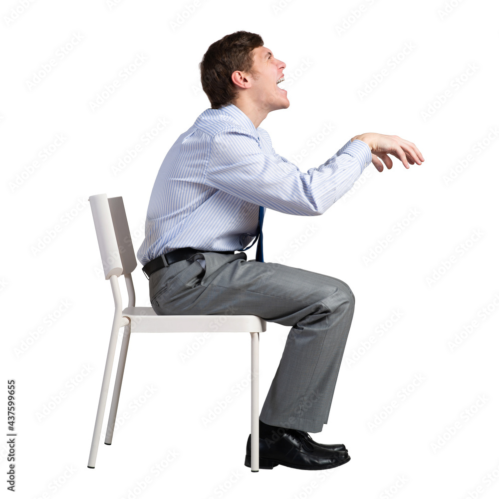 businessman sits on a chair