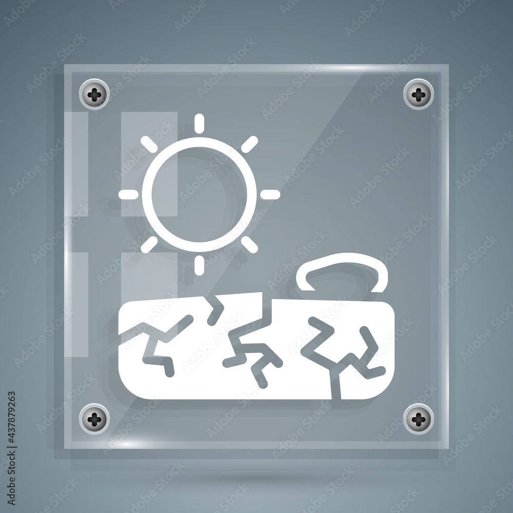 White Drought icon isolated on grey background. Square glass panels. Vector