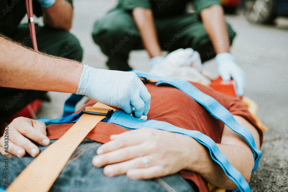 Paramedic team rescuing a critical patient