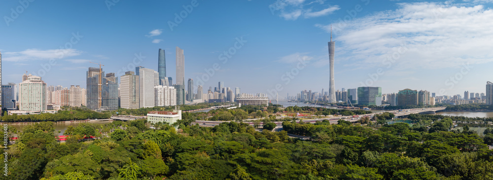 广州珠江沿岸城市建筑景观航拍