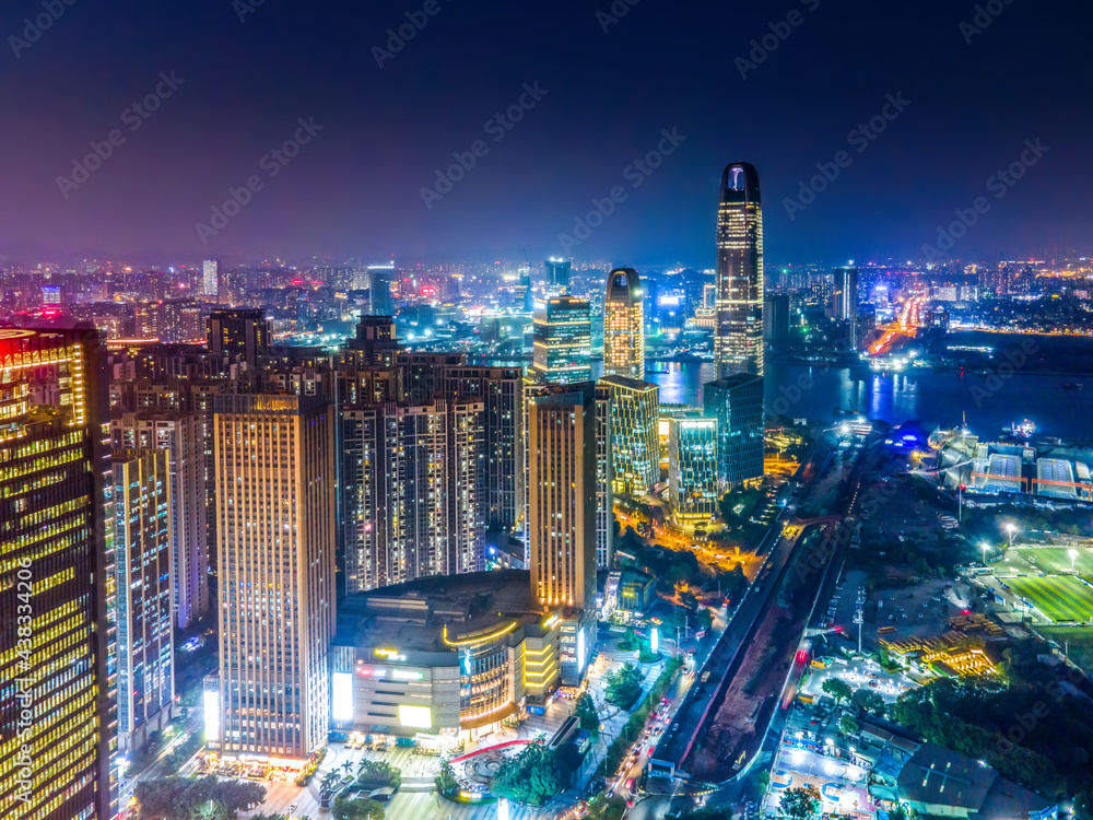 Aerial photography of Guangzhou city architecture night view