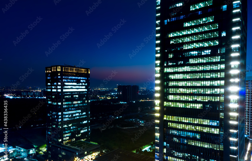 广州城市建筑夜景航拍