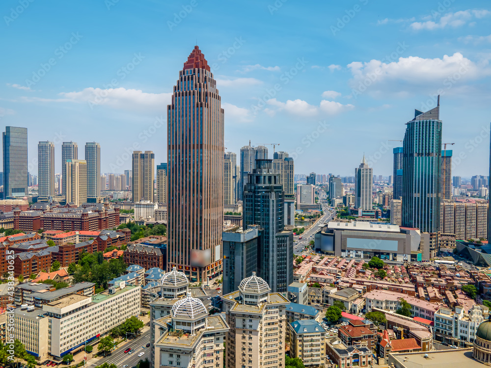 Aerial photography of Tianjin city architecture landscape skyline