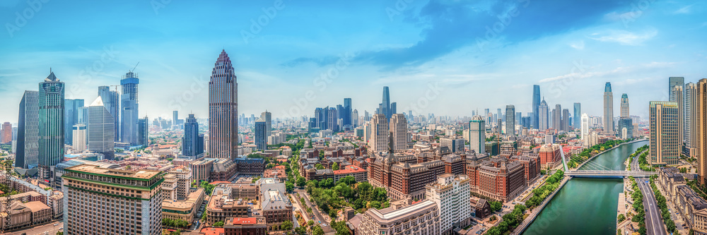 Aerial photography of Tianjin city architecture landscape skyline