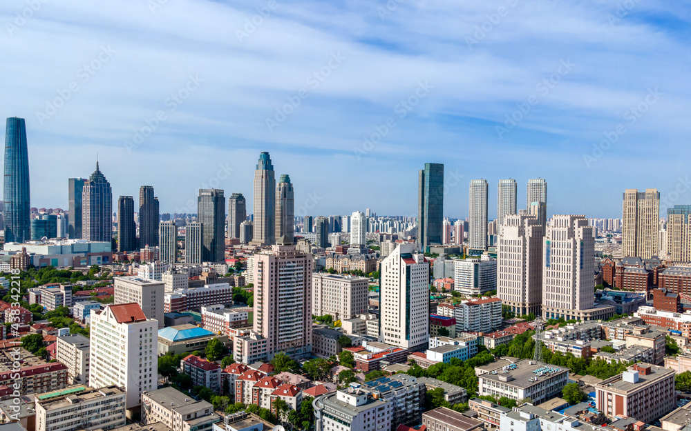 Aerial photography of Tianjin city architecture landscape skyline