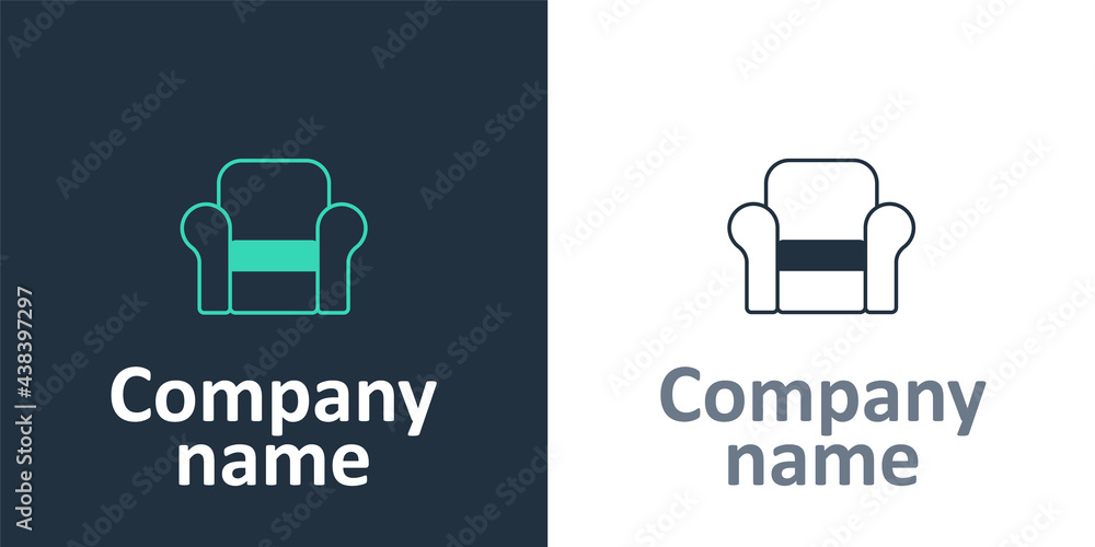 Logotype Armchair icon isolated on white background. Logo design template element. Vector