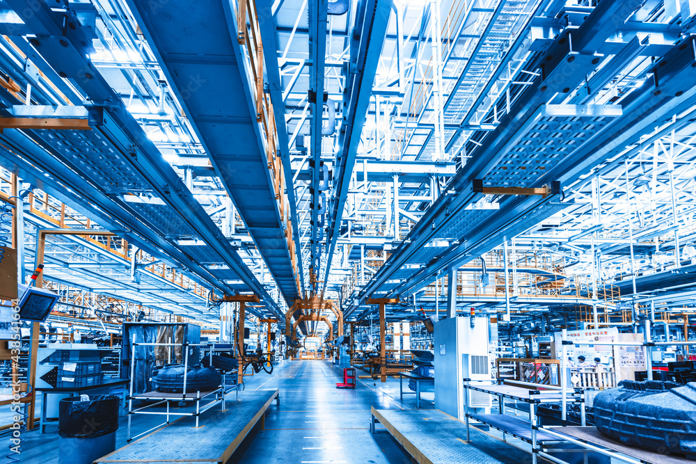 Scene at work in a car manufacturing workshop