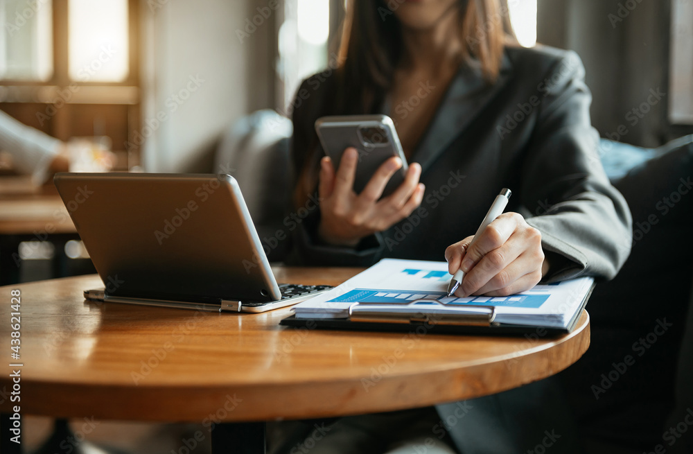  businessman using on smartphone and tablet .