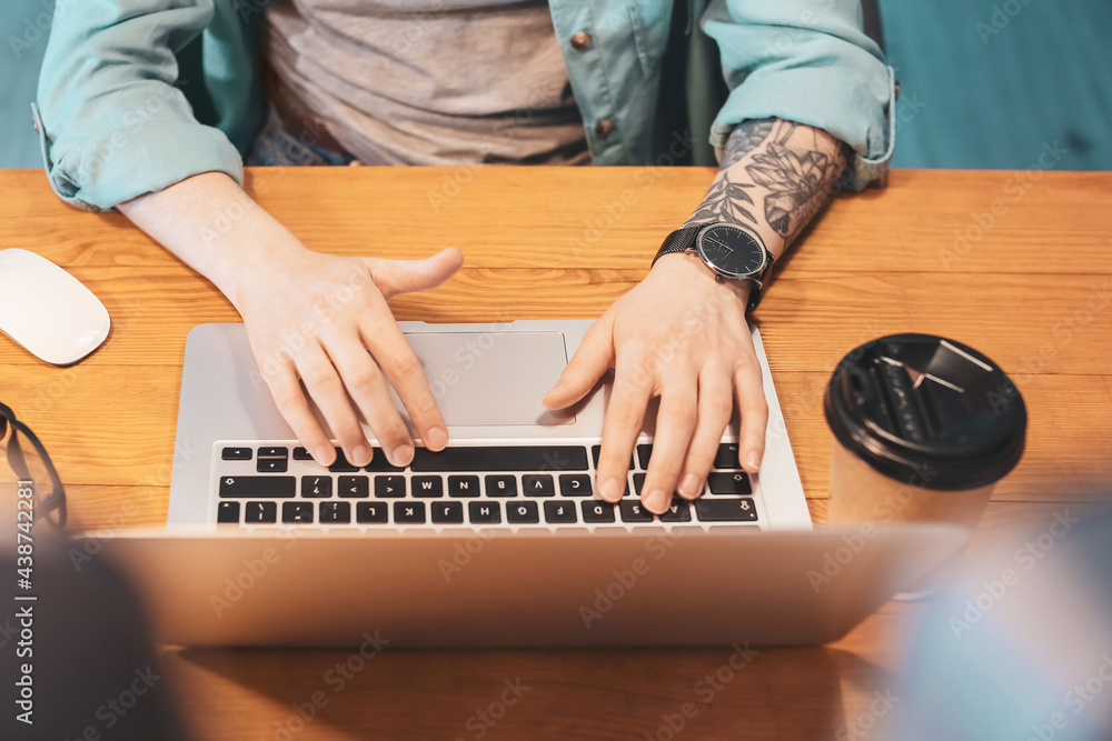 Female programmer working in office at night