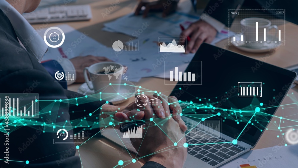 Creative visual of business data analyzing technology . Concept of digital data for marketing analys