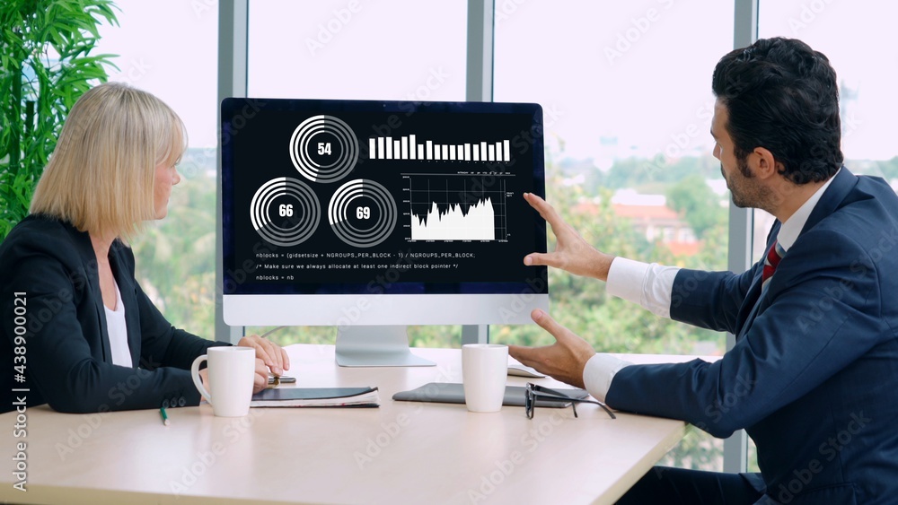 Business visual data analyzing technology by creative computer software . Concept of digital data fo