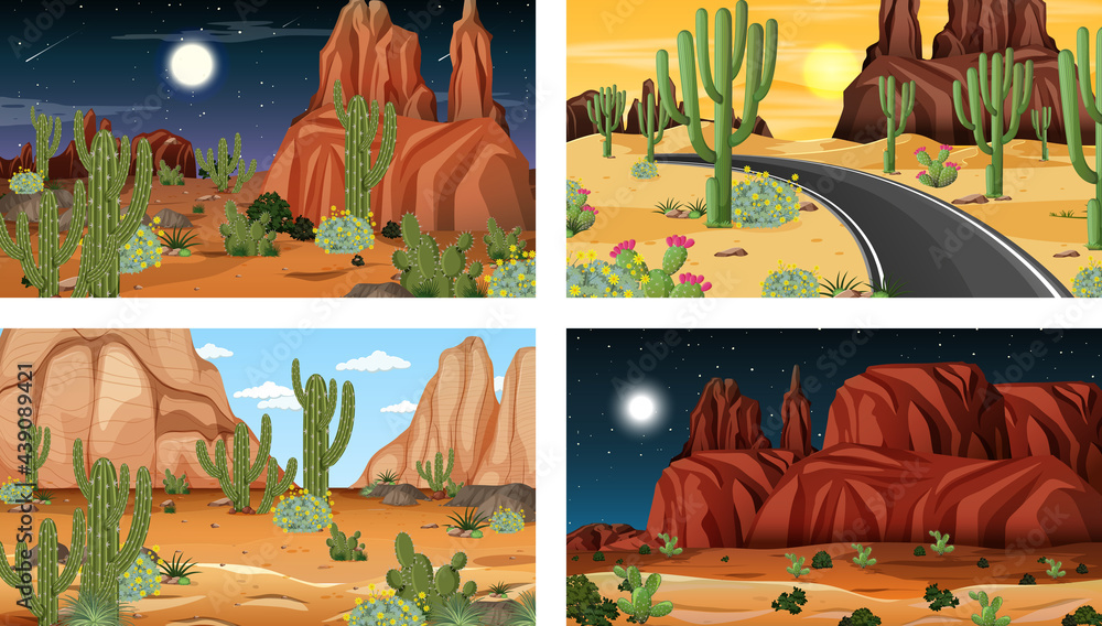 Different scenes with desert forest landscape