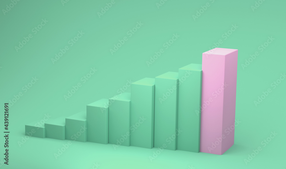 3D render illustration of bar graph