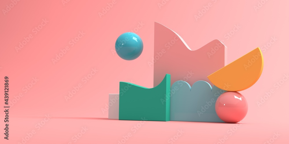 Abstract 3D render of geometric shapes