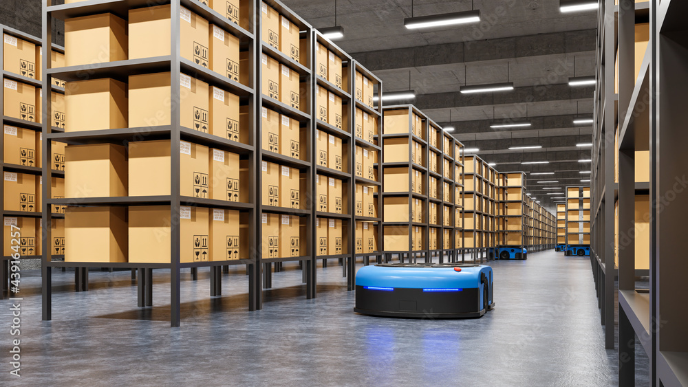 Robots efficiently sorting hundreds of parcels per hour(Automated guided vehicle) AGV.