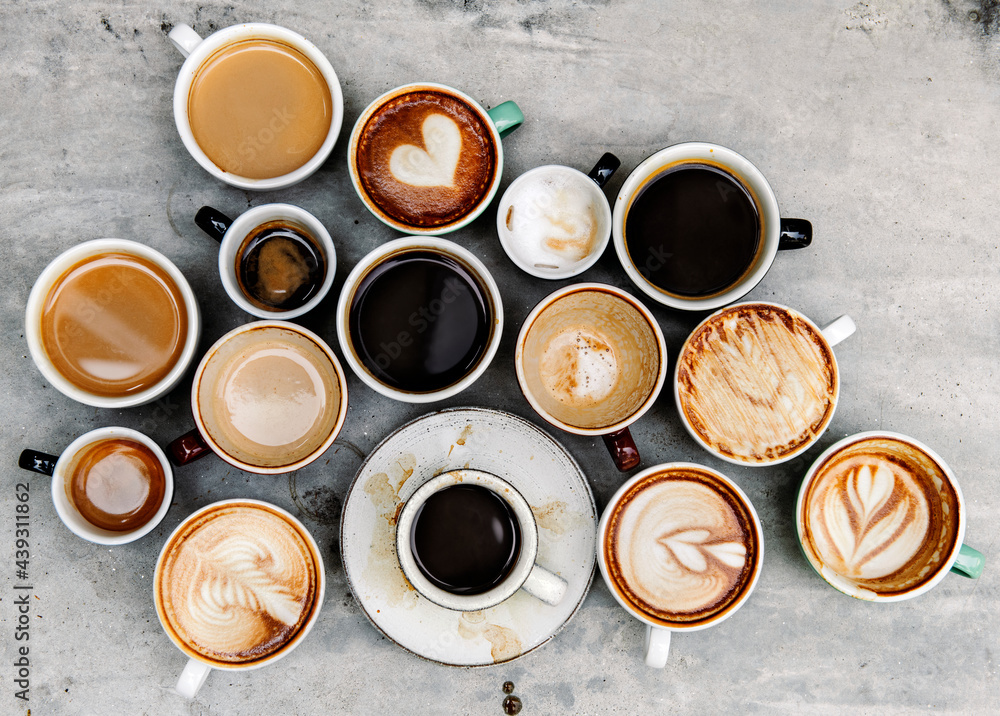 Aerial view of various coffee