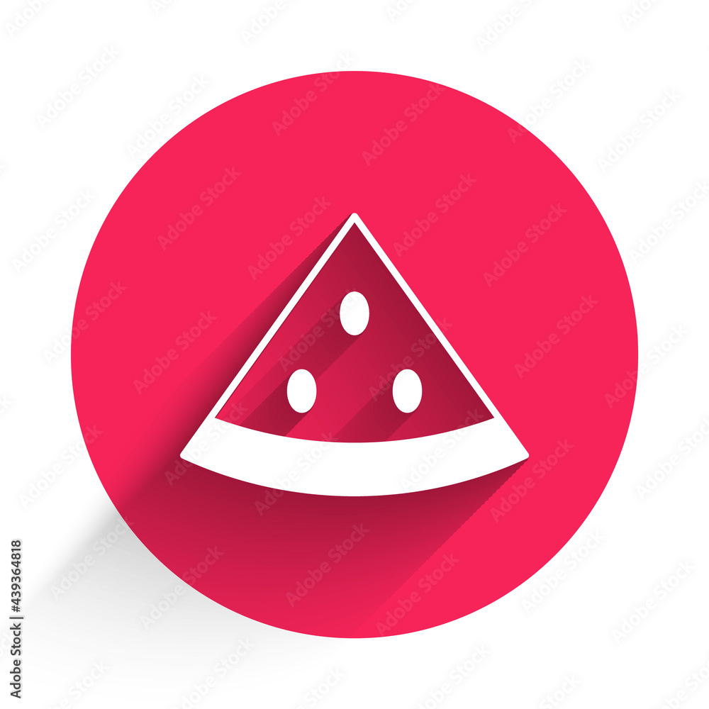 White Watermelon icon isolated White background. Red circle button. Vector