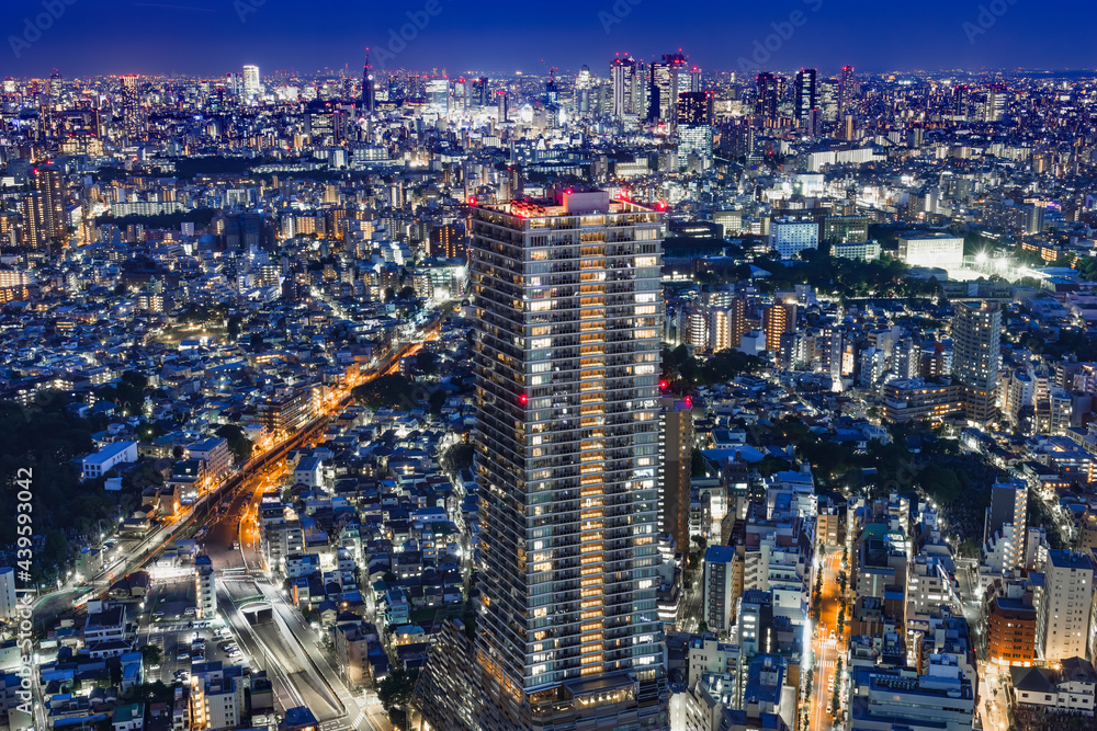 灯りが綺麗な夜の東京の景色