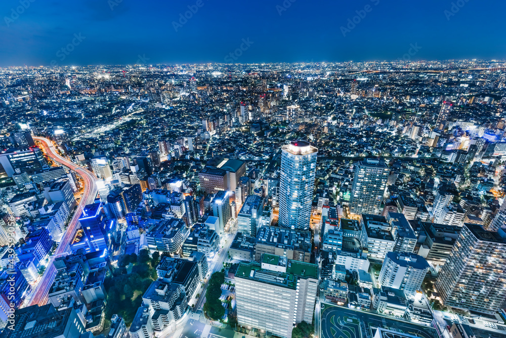 灯りが綺麗な夜の東京の景色