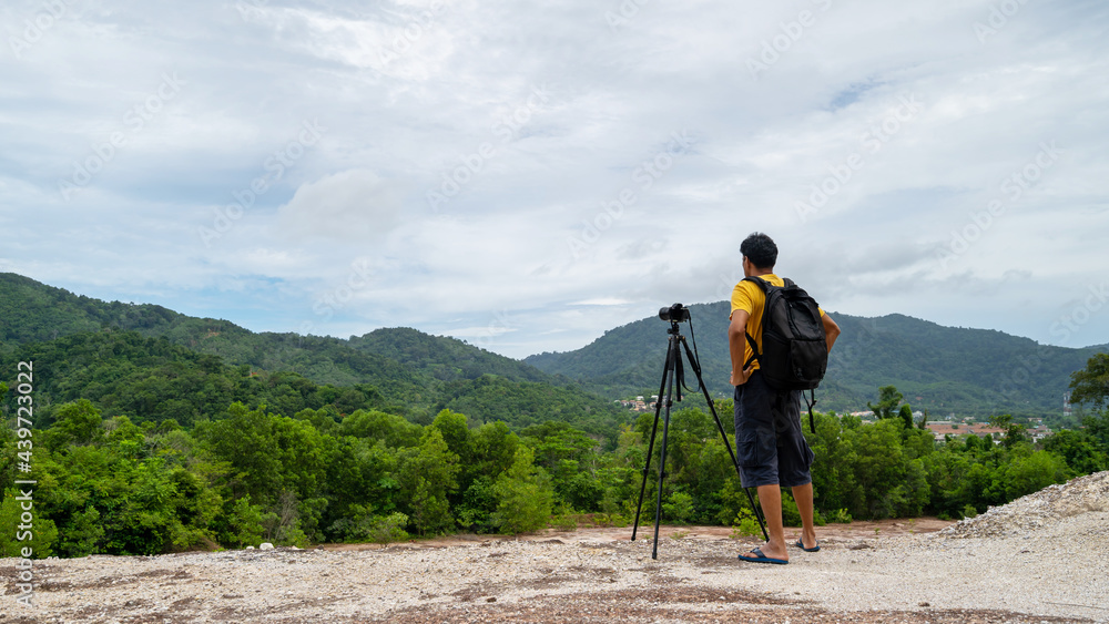 Professional man Photography on high mountain take a picture Landscape nature view at Phuket Thailan