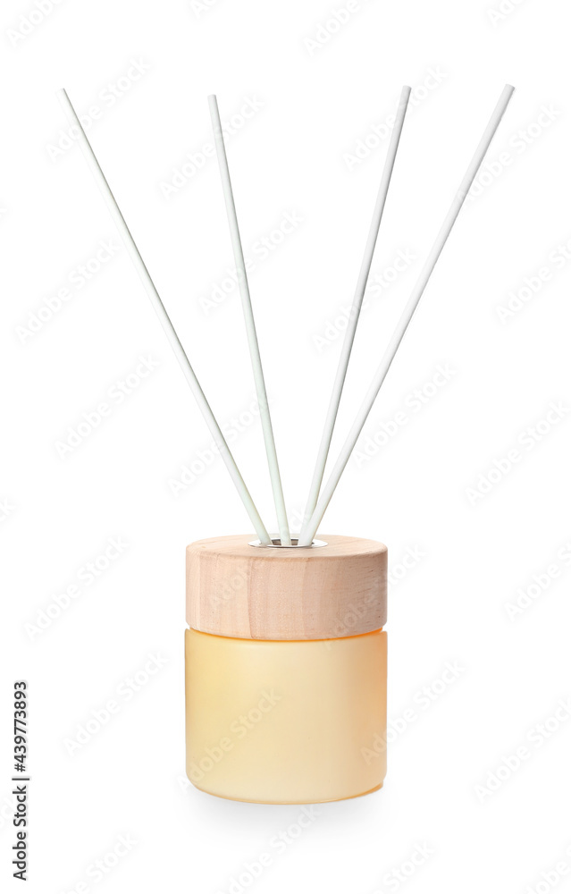 Reed diffuser on white background