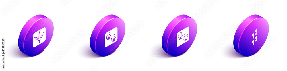 Set Isometric Chicken paw footprint, Paw, Fox and Human footprints shoes icon. Vector