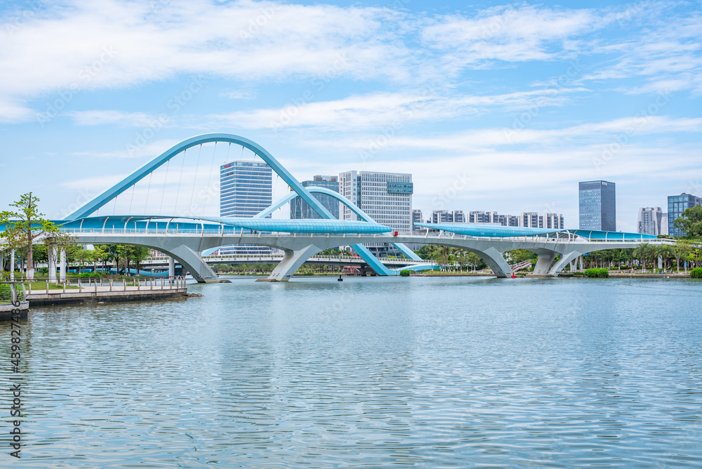 Scenery of Jiaomen Bridge in Nansha, Guangzhou, China