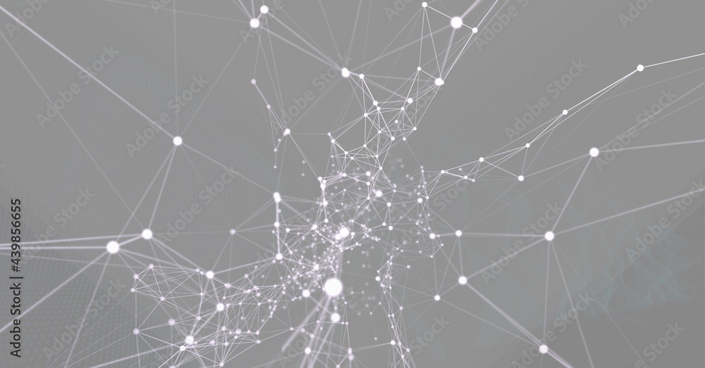 Digitally generated image of network of connections against grey background