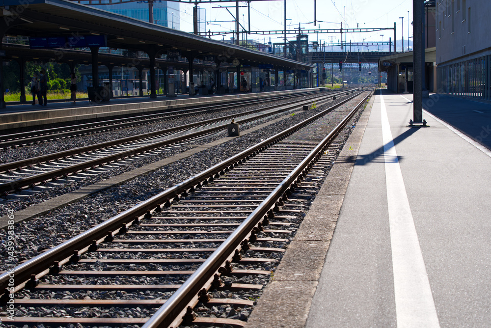 Train station Schlieren Canton Zurich with backlight on a beautiful summer day. Photo taken June 15t