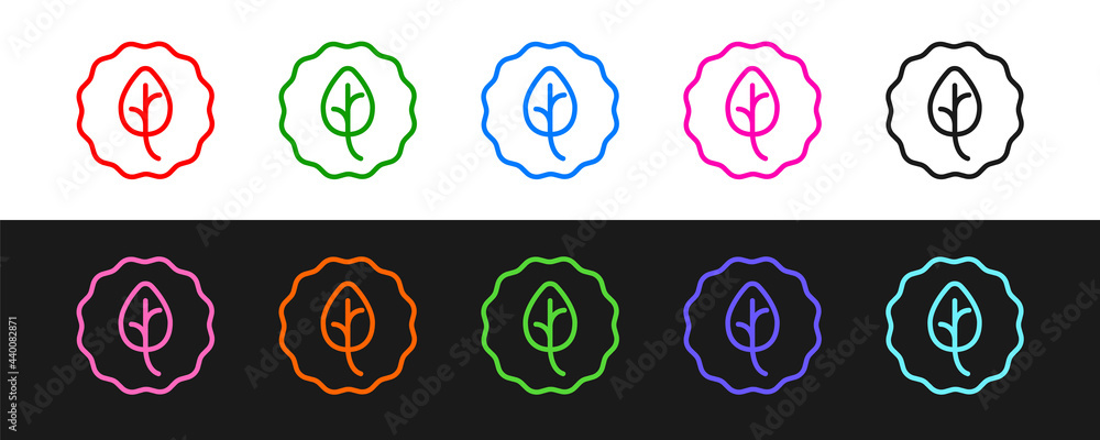 Set line Leaf icon isolated Set line background. Leaves sign. Fresh natural product symbol. Vector