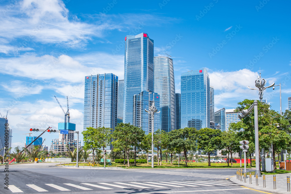 中国深圳前海CBD建筑和路面