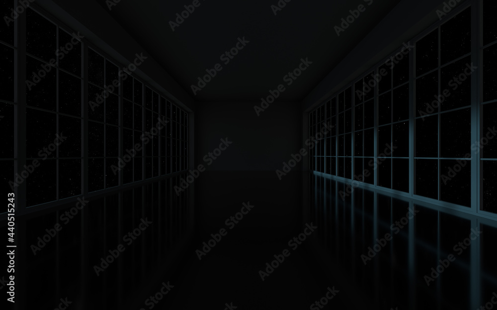 The black empty room, 3d rendering.