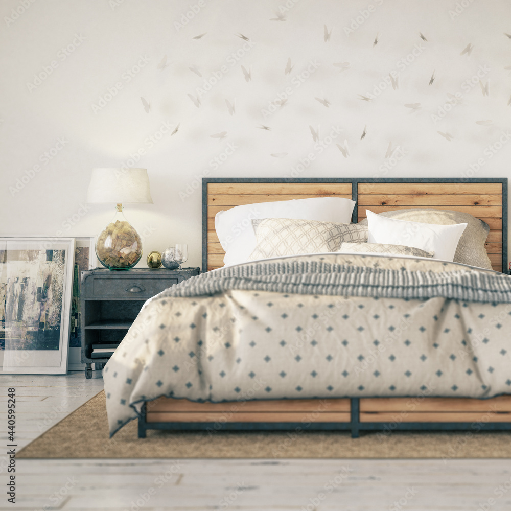 Cosy Bedroom Arrangement (focus) - 3D Visualization