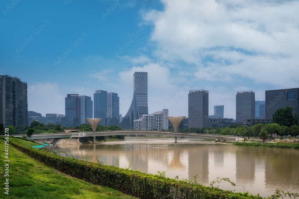 四川成都工业园区建筑景观天际线