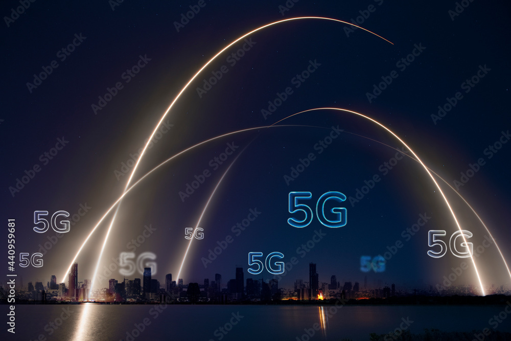 5G network smart city background technology digital remix