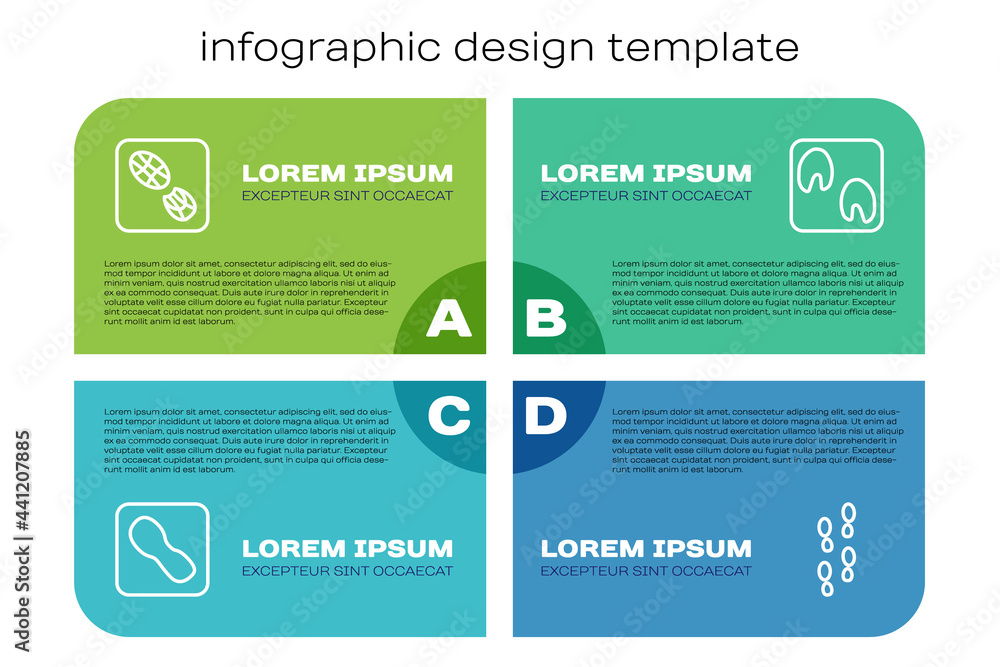 设定线人类足迹鞋和马爪。商业信息图模板。矢量