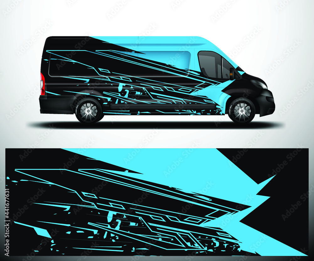 Van Car Wrap Company Design Vector.车辆图形背景设计