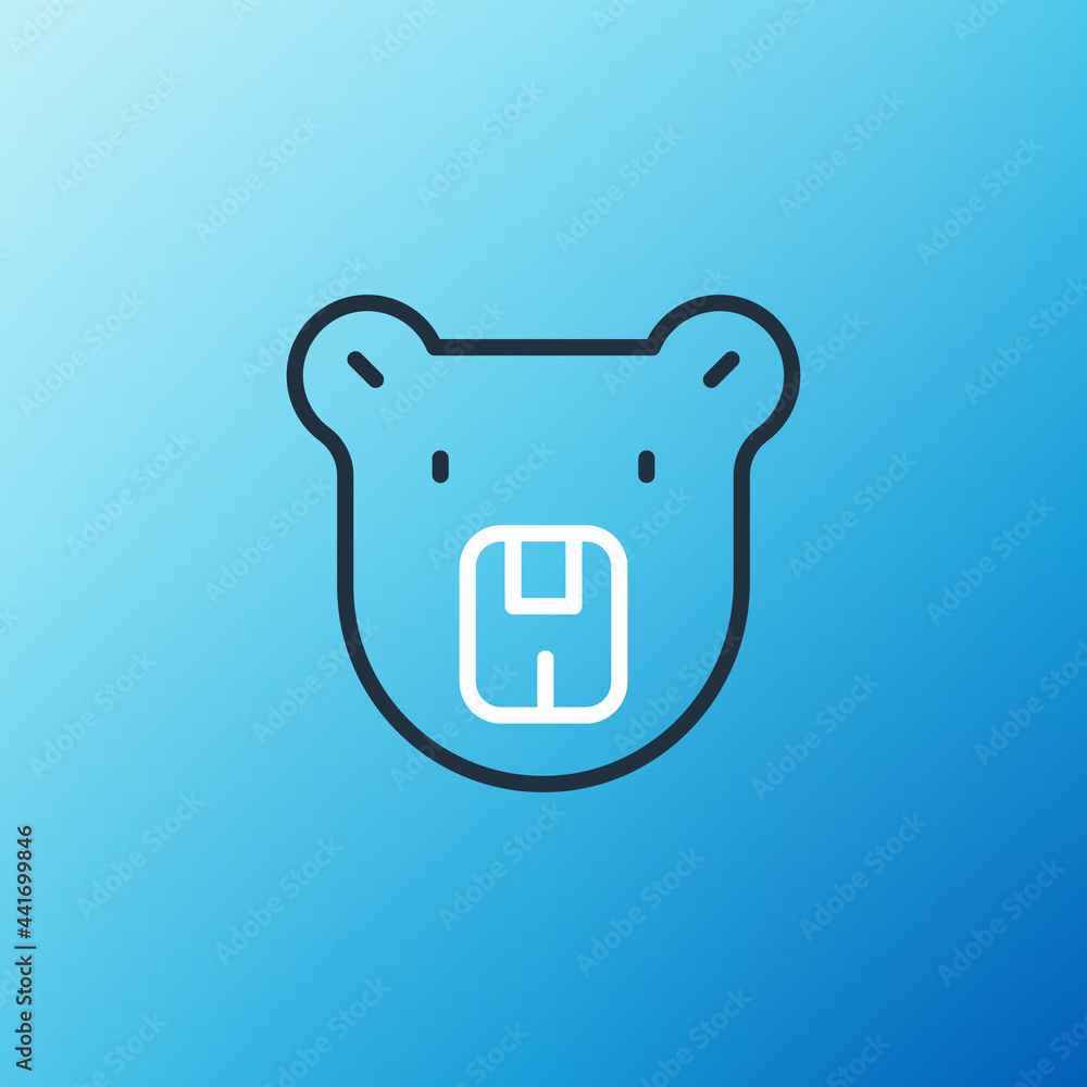 Line Bear head icon isolated on blue background. Colorful outline concept. Vector