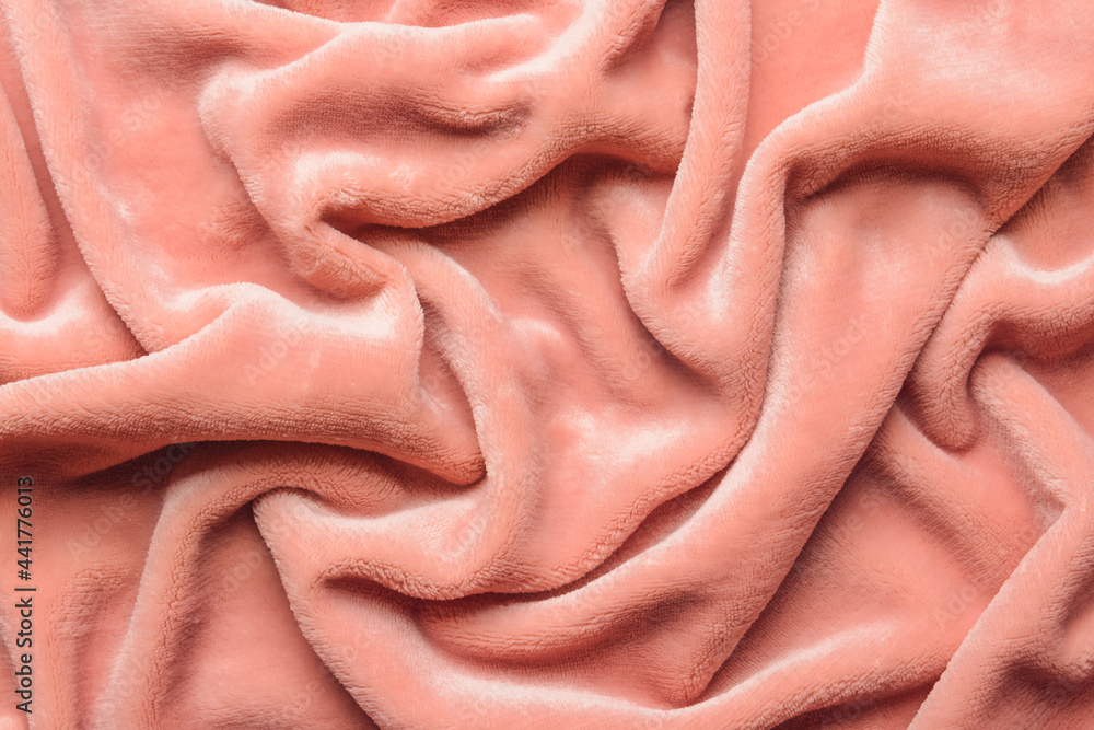 Texture of pink plush fabric, closeup