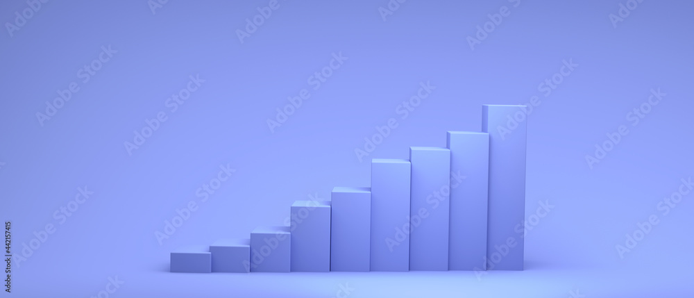 3D render illustration of bar graph