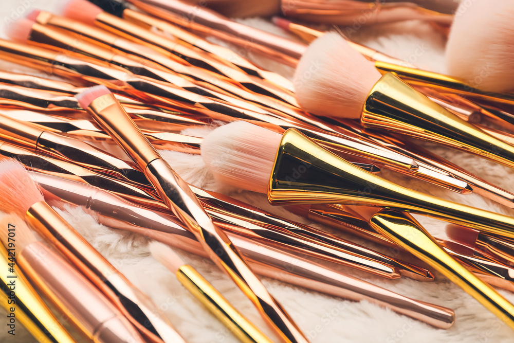 Set of makeup brushes, closeup