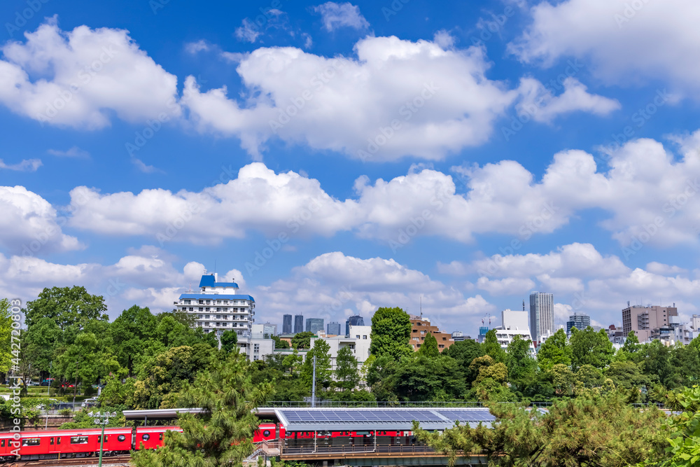 青空と雲と東京のビル