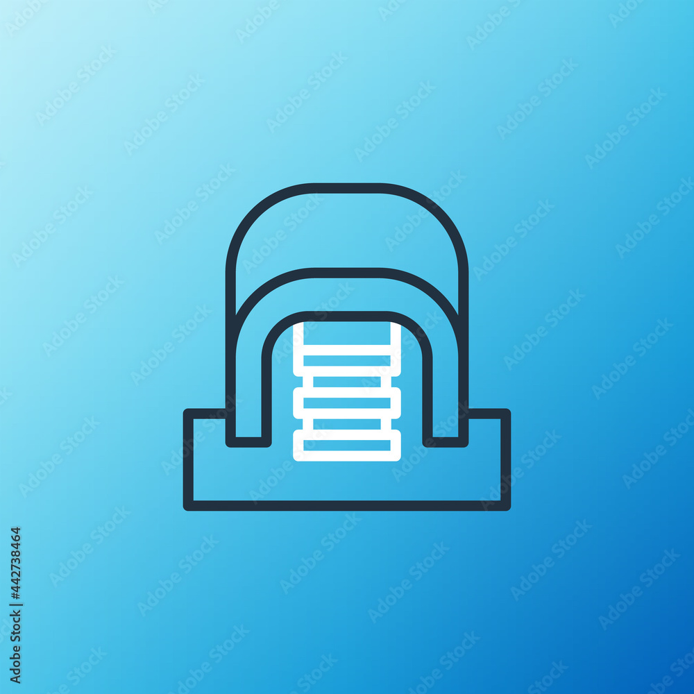 Line Hangar with servers icon isolated on blue background.Server，Data，Web Hosting.Colorful outli（线路机