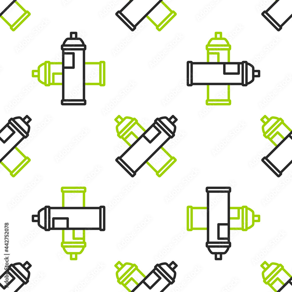 Line Paint spray can icon isolated无缝图案on white background.Vvector